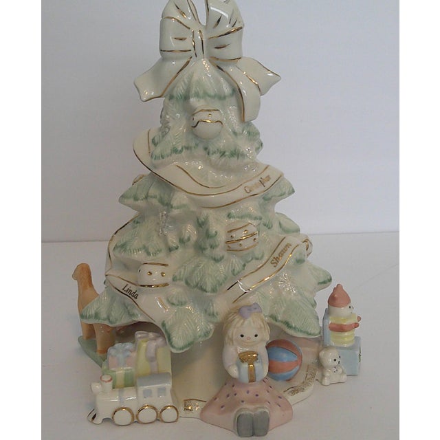 Early 21st Century Lenox Holiday Traditions Porcelain Christmas Tree W/Toys & Gifts 9" For Sale - Image 5 of 11