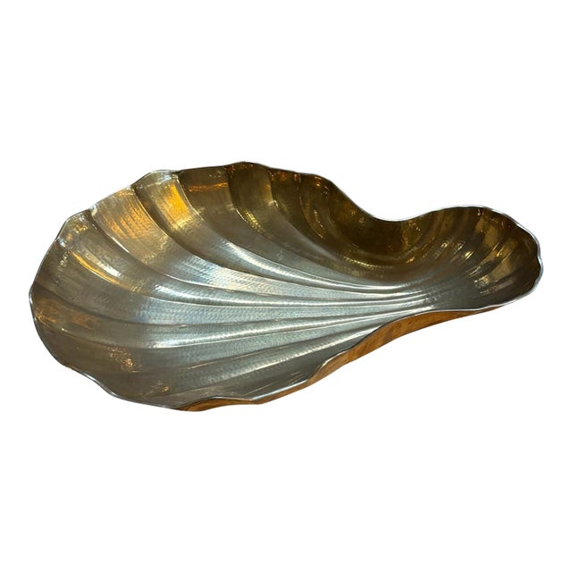 Sculptural Shell-Form Brass Tray For Sale