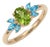 Peridot & Swiss Blue Topaz Ring - Art Deco Style Statement Ring Us 7 For Sale