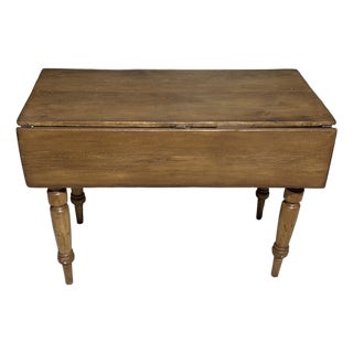 Antique Pine Double Drop Leaf Table With Drawer From England For Sale