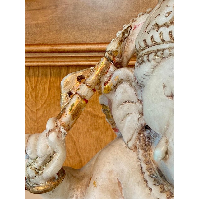 Indian Antique Carved Marble Ganesh Statue For Sale - Image 14 of 16