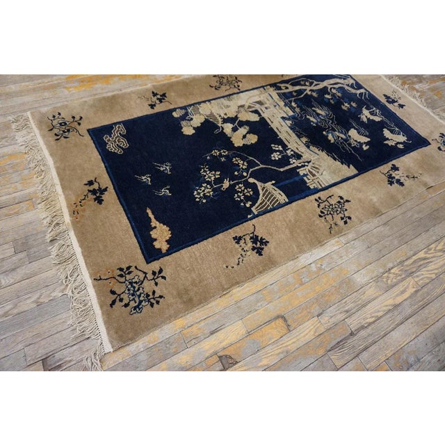 Early 20th Century Chinese Carpet ( 4' x 6'8" - 122 x 203 ) Wool Antique Chinese Rectangle – Peking 1920s Knotted Blue...