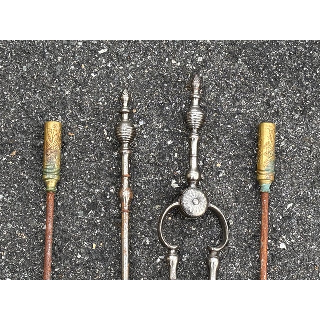 Late 19th C. Chinoiserie Shepard & Co. Antique Hand Painted Brass Trim Coal Scuttle With Integrated Fireplace Tools For Sale - Image 12 of 17