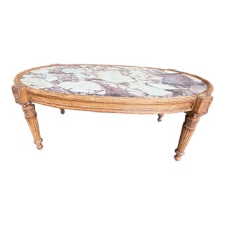 Neoclassical Style Oval Marble Coffee Table For Sale