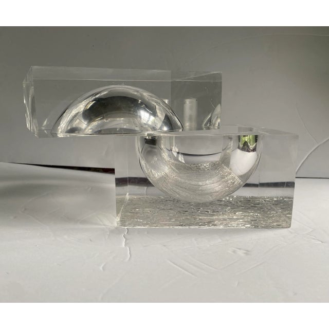 1970s Italian Lucite Cube Object Holder With Sphere Inside For Sale - Image 9 of 13
