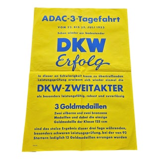 Original Poster DKW Two-Stroke Adac 3 Day Trip, 1953 For Sale