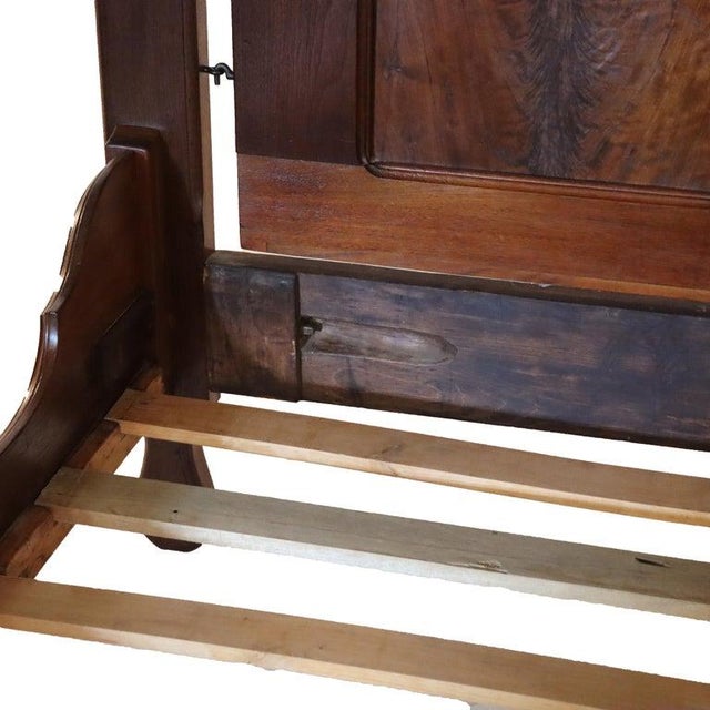 Antique Victorian Renaissance Revival Carved Walnut & Burl Bed Frame C1890 For Sale - Image 11 of 17