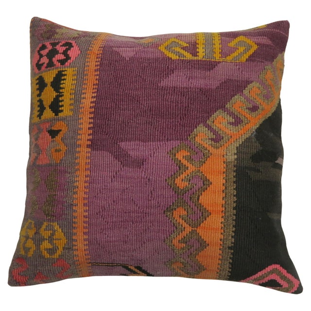 20th century antique Turkish Kilim pillow in purple Measure: 19'' x 20''.