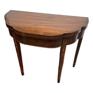Henkel Harris Federal Inlaid Cherry Wood Flip Top Console Table For Sale