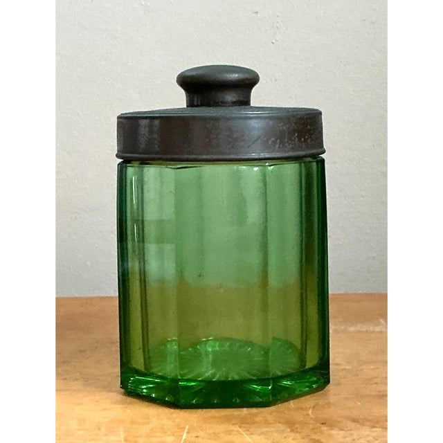 Green Vintage Octagonal Green Glass Canister For Sale - Image 8 of 12