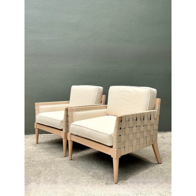 Vintage Niedermaier Wood and Strap Lounge Chairs - Pair For Sale - Image 11 of 12