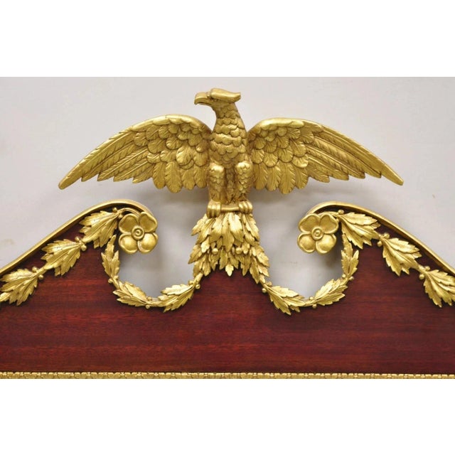 Traditional Antique American Federal Gilt Carved Overmantle Triple Mirror With Gold Eagle For Sale - Image 3 of 12
