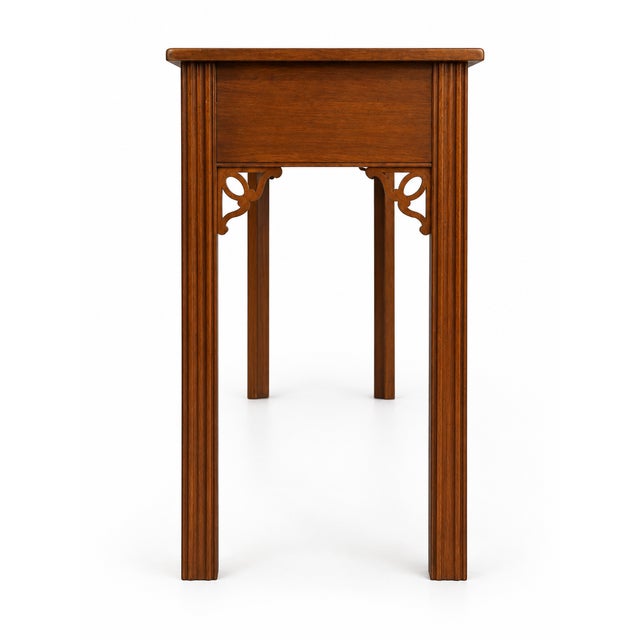 1980s Ethan Allen Cherry Georgian Style Four-Drawer Console Table For Sale - Image 5 of 6