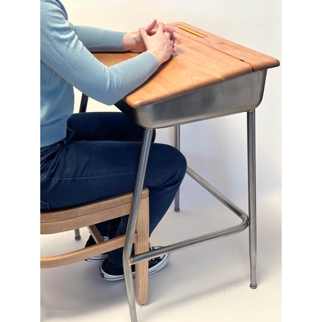 1950s Haywood Wakefield Original Drafting Desk - Fully Restored Mid-Century MCM For Sale - Image 10 of 15