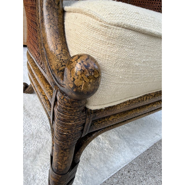 Vintage Maitland-Smith British Colonial Style Double Caned Faux-Tortoiseshell Wingback Chair For Sale - Image 10 of 18