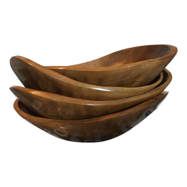Vintage Stacked Wooden Bowls Set of 4 Chairish