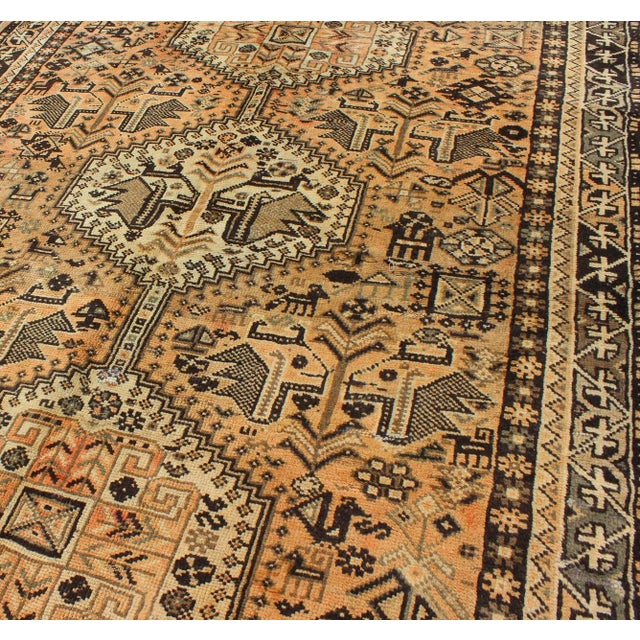 Textile 1950s Semi Vintage Shiraz Rug - 5′ × 7′8″ For Sale - Image 7 of 13