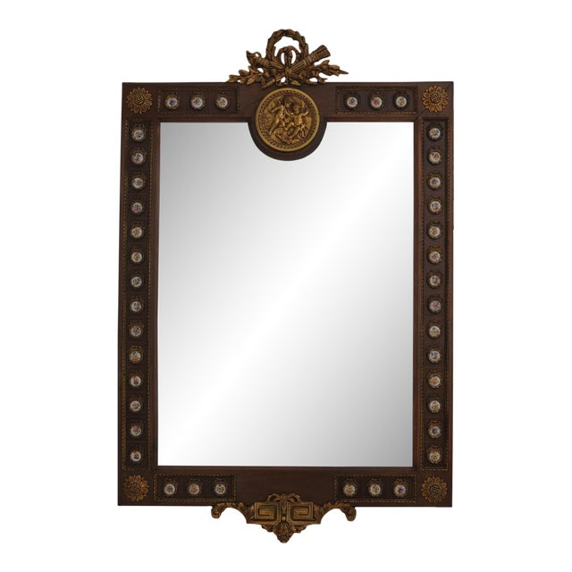 French Louis XV Bronze & Porcelain Mounted Mirror For Sale