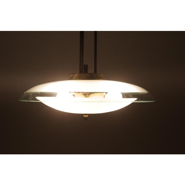 Brass and Curved Glass Pendant attributed to Pietro Chiesa for Fontana Arte, Italy, 1940s For Sale - Image 12 of 14