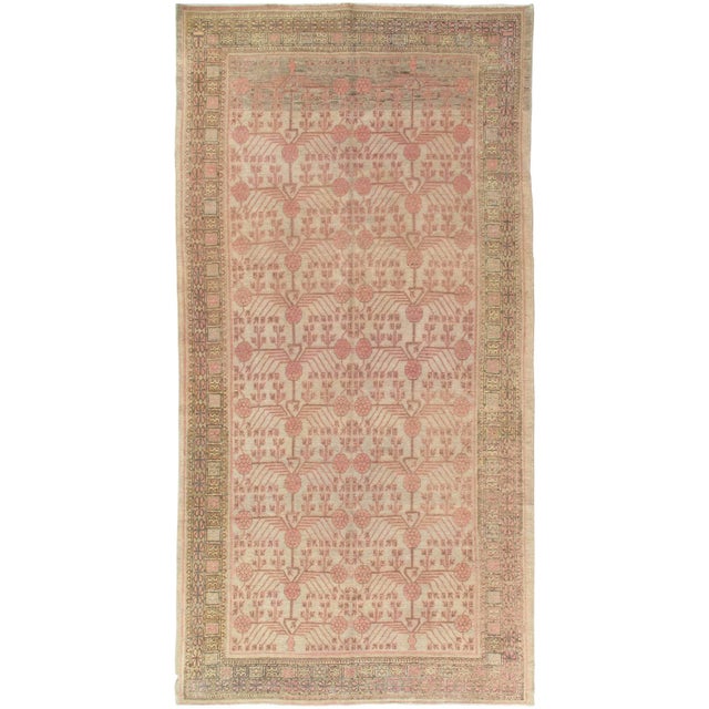 Antique Khotan Rug, Deco Handmade Oriental Rug, Brown and Pink Rug For Sale In New York - Image 6 of 6