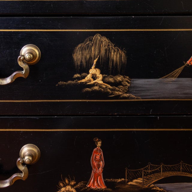 Habersham Black Chinoisere Hand Painted Chest of Drawers | Dresser For Sale - Image 15 of 18