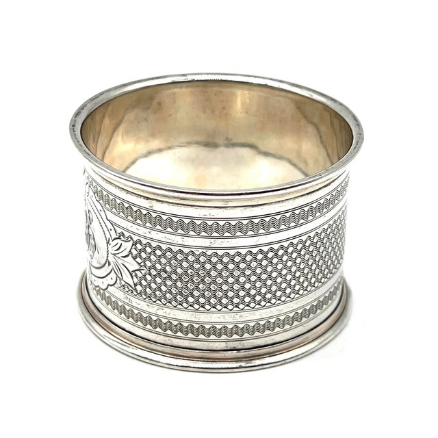 Metal Antique 19th Century 800 Silver Monogram Napkin Ring, Germany, 1890s For Sale - Image 7 of 10