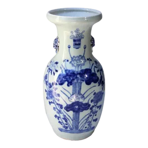 Mid 20th Century Chinese Blue and White Baluster Shape Vase