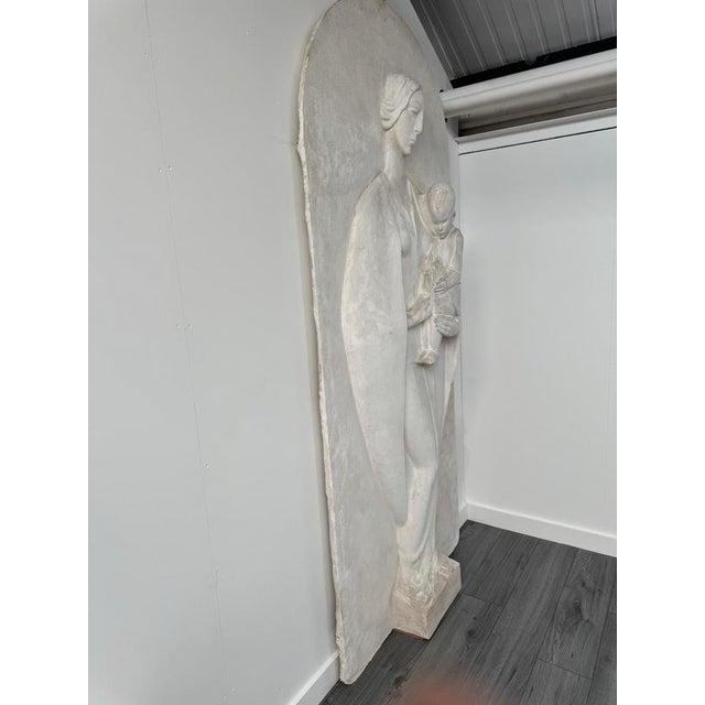 Brown Large Plaster Motherhood Relief attributed to Domenico De Lisi, 1920s For Sale - Image 8 of 11