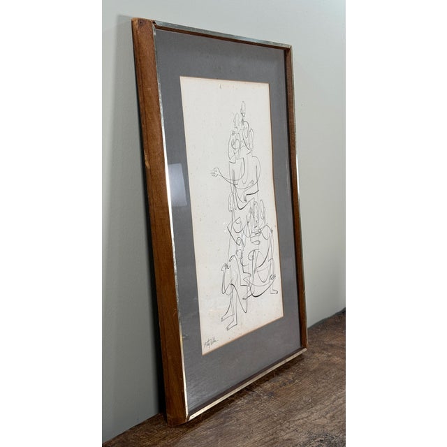Drawing/Sketching Materials Modernist Figurative Pen and Ink Drawing Corporate Structure by Betty Wells For Sale - Image 7 of 10