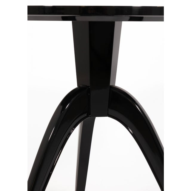 Vintage 3 Legged Macassar and Ebony Wood Side Table in the Style of Ruhlman For Sale - Image 4 of 7