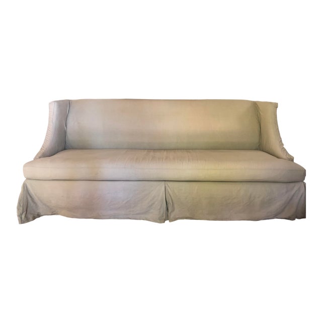 Lee Industries Slipcovered Linen Sofa For Sale