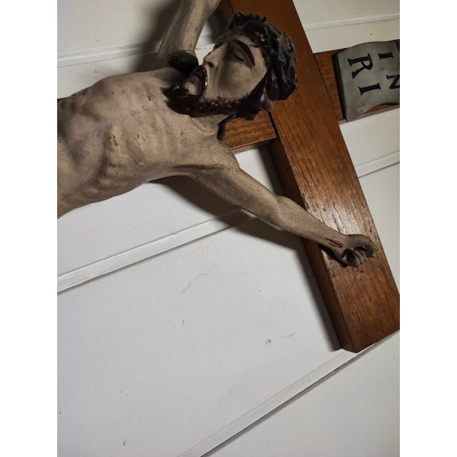 Wooden Cross of Saint Jesus, 1890s For Sale - Image 3 of 10