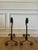 Rustic European Rare 1800s Blacksmith Hand Forged Wrought Iron Andirons 20" Tall For Sale - Image 3 of 4