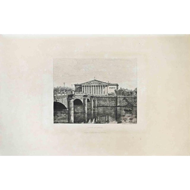 Chambre des Députés is an artwork realized by Alfred Cadart in the 1870s. Etching. Image size:19x25 Good conditions....