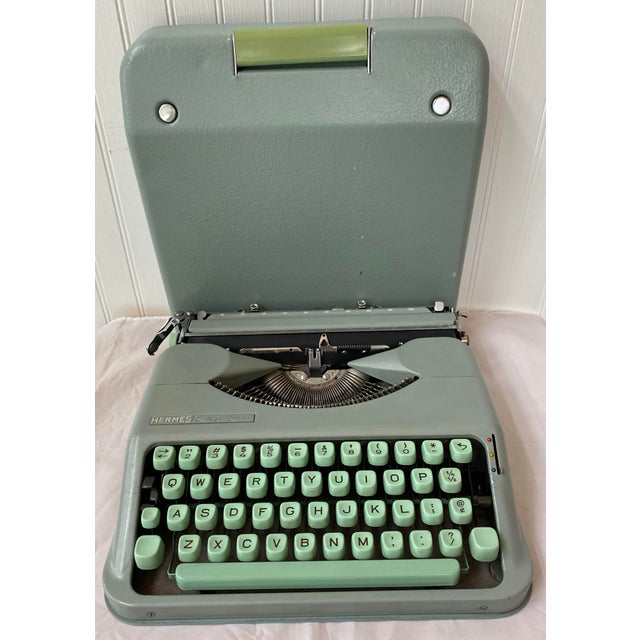 MidCentury Aqua Hermès Rocket Manual Typewriter with Case (Made in