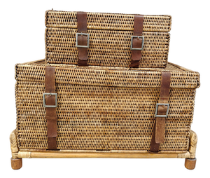 Vintage Wicker Trunks, 1970s, Set of 2