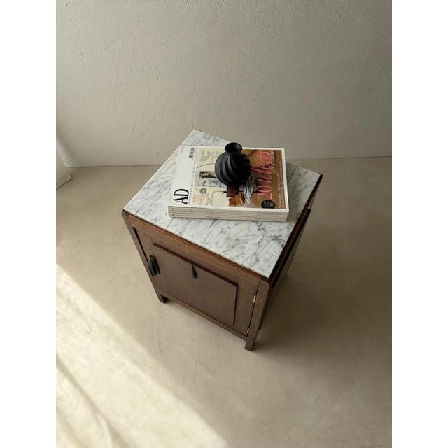 Metal Art Deco Bedside Table with Marble Top For Sale - Image 7 of 16