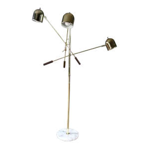 Vintage Triennale Style Brass 3 Arm Articulating Marble Base Floor Lamp Adjustable Space Age Mid Century Modern Atomic Retro