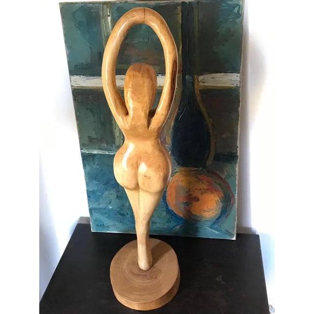 Wood Large Modernist Wood Sculpture of Woman Dancer, Denmark, 1960s For Sale - Image 7 of 10
