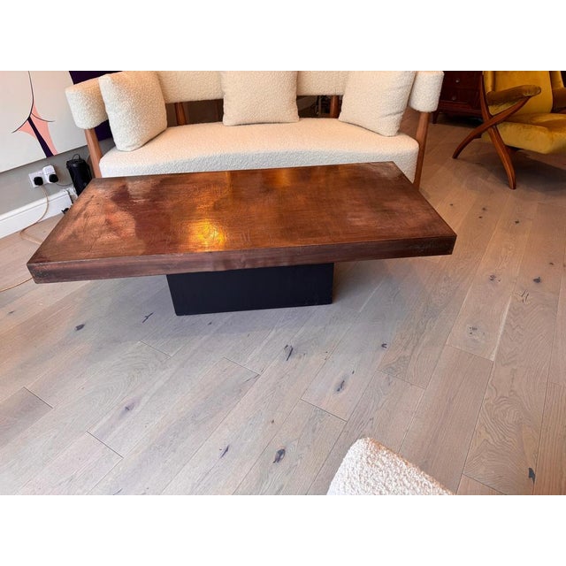 Black Large Acid Etched Copper Coffee Table, 1979 For Sale - Image 8 of 10