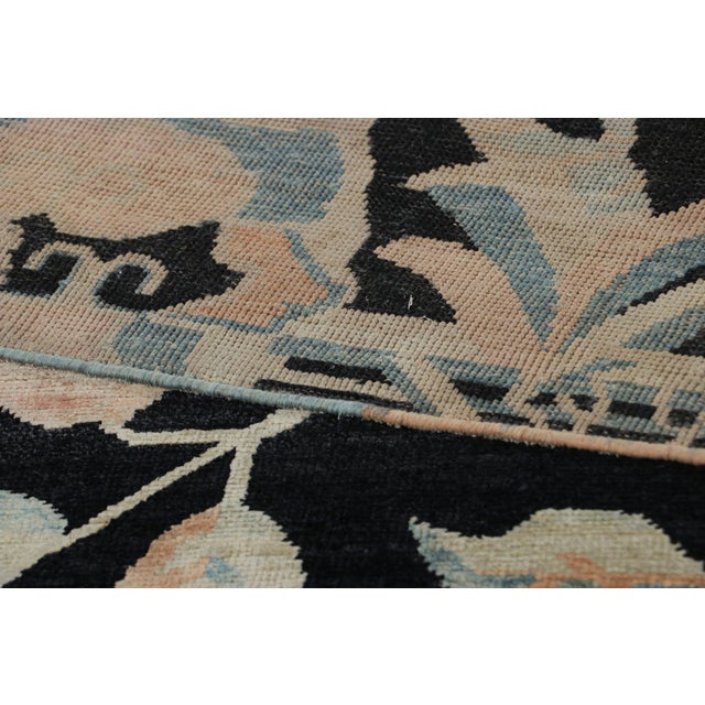 Textile Rug & Kilim’s Chinese Art Deco Style Rug, Midnight Blue With Floral Patterns For Sale - Image 7 of 7
