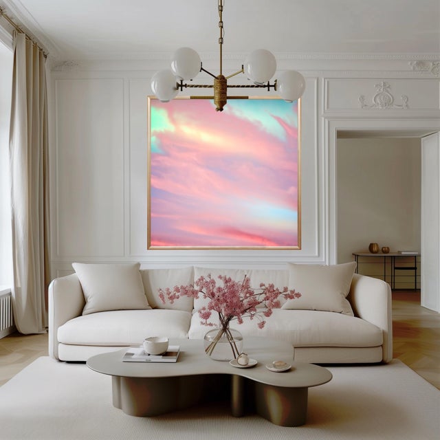 In A Sky Painted in Light, softened blush and aqua dissolve into atmosphere, creating a horizon defined by luminosity....
