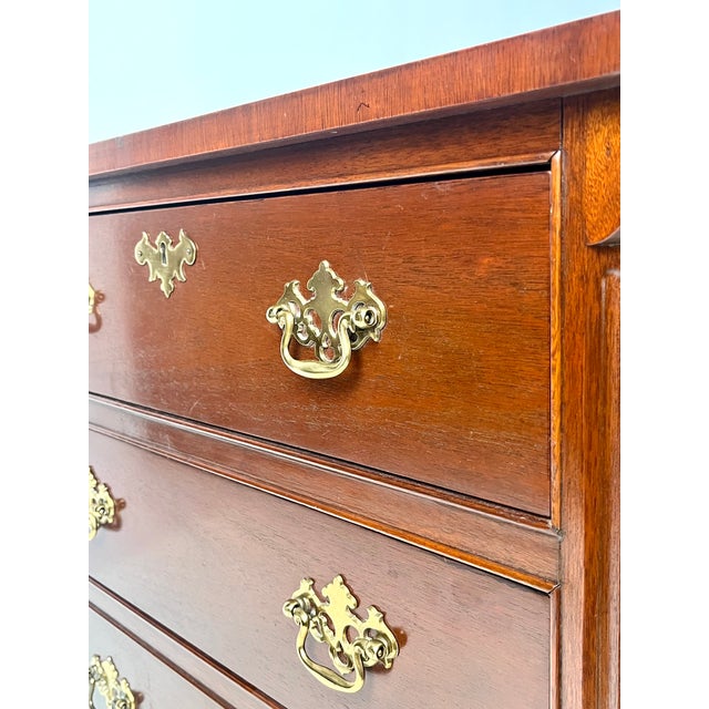 Late 20th Century Baker Furniture Chippendale Style Mahogany 3-Drawer Nightstands - A Pair For Sale - Image 14 of 18