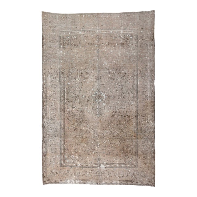Mid 20th Century Distressed Vintage Persian Rug, 6'4 X 9'7 For Sale