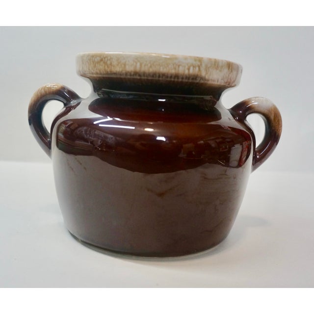 Mid-Century Modern Vintage Brown Drip Glaze Stoneware Set - McCoy Bean Pot & Hull Serving Set - 3pcs For Sale - Image 3 of 11