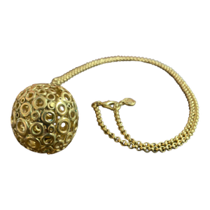 Late 20th Century Givenchy Gold-Tone Mod Chain Necklace With Round Disk Ball Pendant