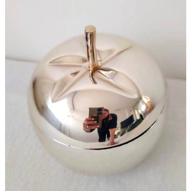 1970s 1980’s Large Teghini Italy Large Tomato Shaped Insulated Silverplated Ice Bucket For Sale - Image 5 of 7