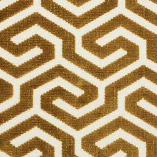 Schumacher Ming Fret Velvet Fabric in Bronze For Sale