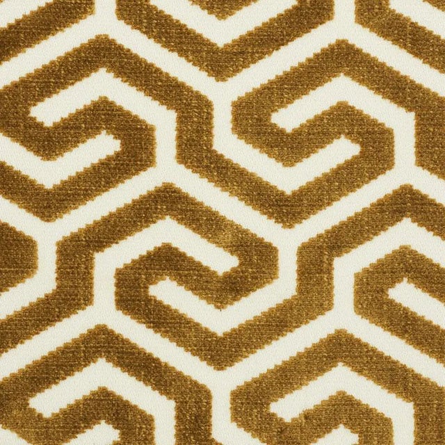 Schumacher Ming Fret Velvet Fabric in Bronze For Sale