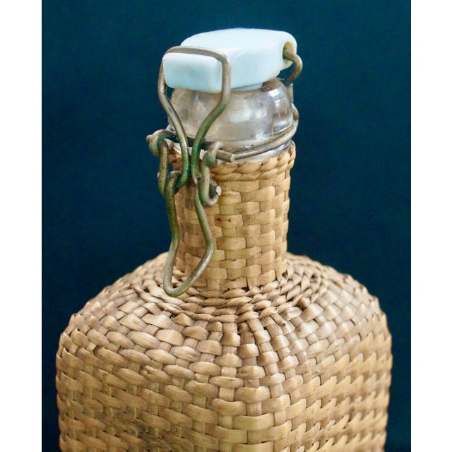 Antique Rattan Travel Drinks Decanter, 1900s For Sale - Image 6 of 9